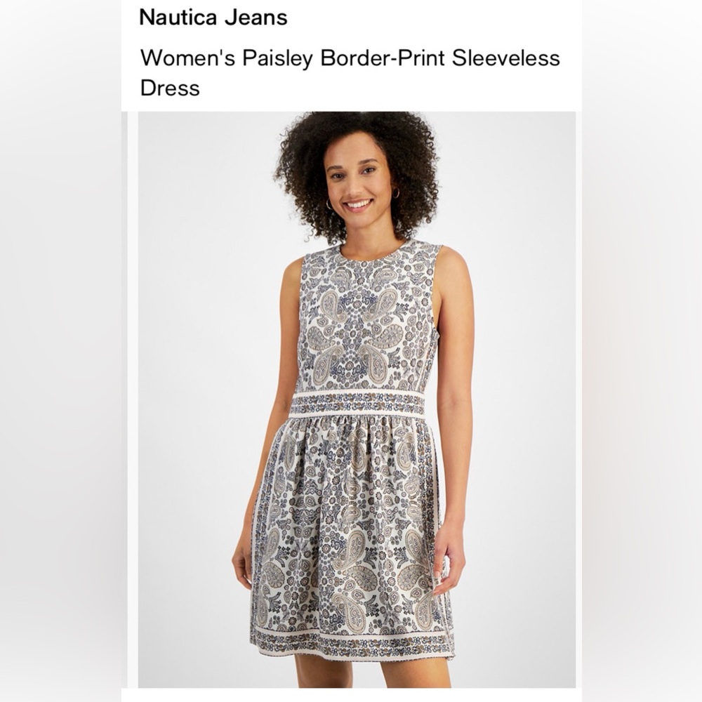Nautica Blue and Cream Paisley Midi Dress